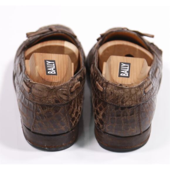 Polo Ralph Lauren Brown Crocodile Alligator Leather Bow Loafers Mens 7.5 main image 5